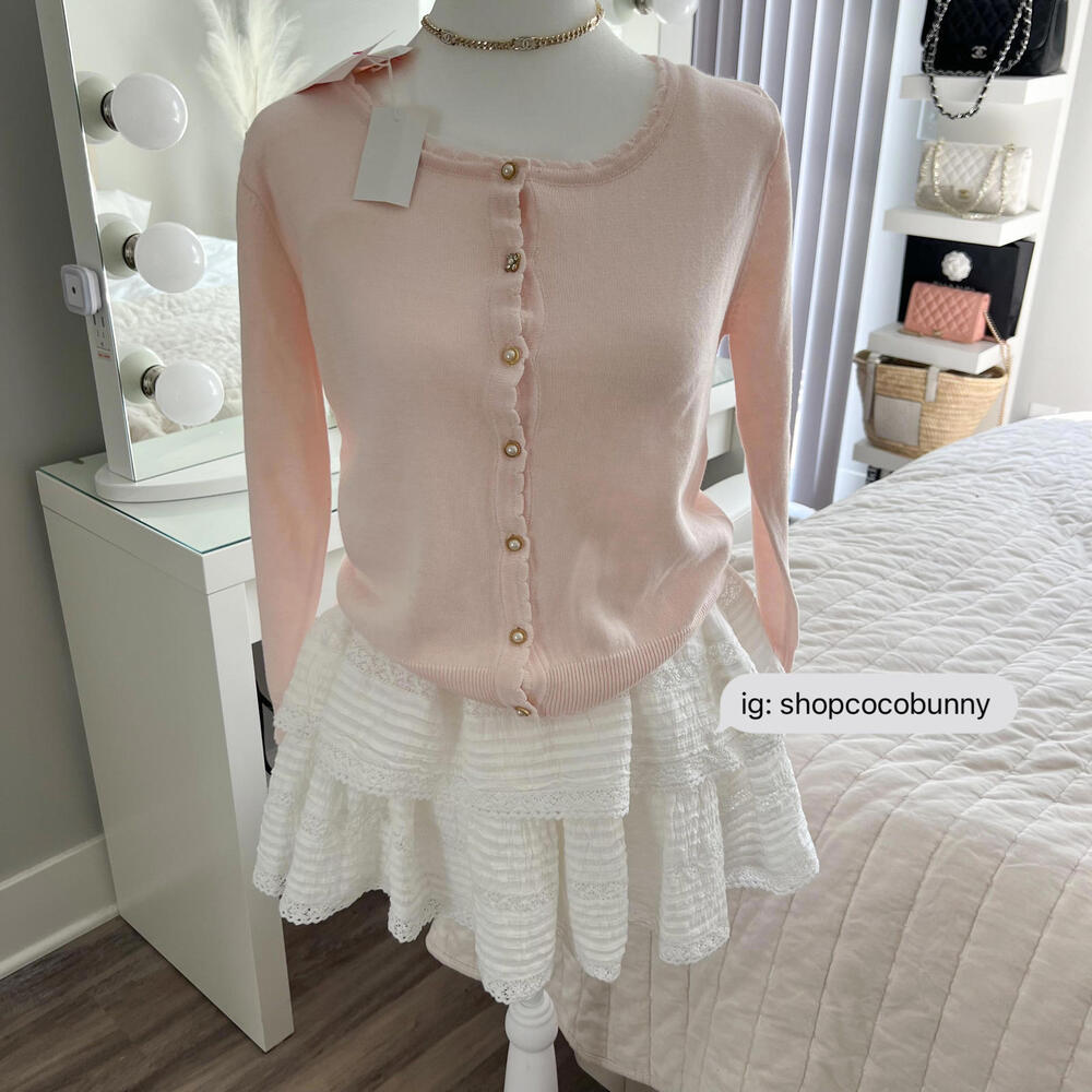 japanese brand prime pattern pink cardigan